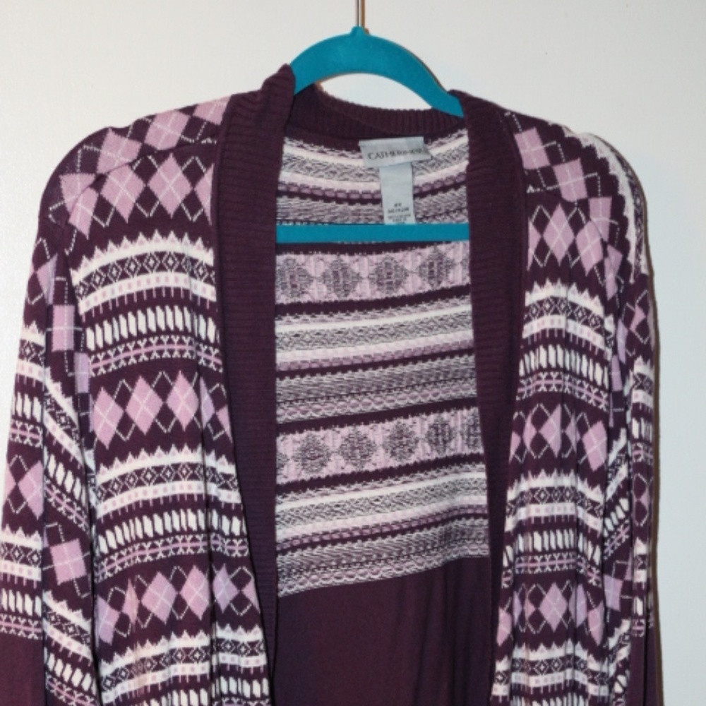 PINK / BURGUNDY Argyle Knit SWEATER - 4X